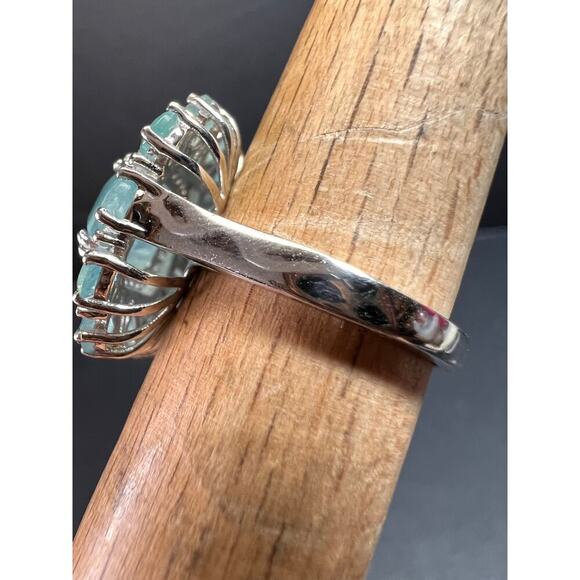 NEW grandidierite and zircon cocktail ring in rhodium over 925 silver size 7 - Picture 7 of 16